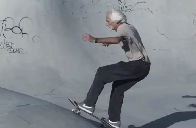 Aged 50 and beyond skateboarder